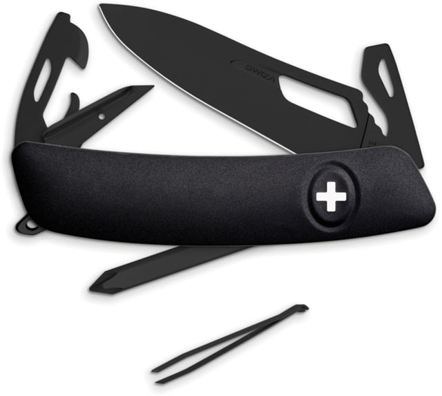 Swiza SH04 Single Hand Pocket Knife Black finish blade Black synthetic handle