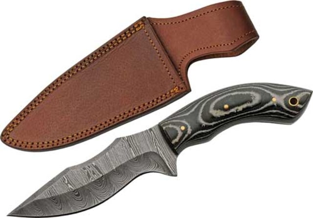 Rite Edge Charcoal Micarta Damascus Knife 5in Drop Point Charcoal Micarta Handle - Rite Edge