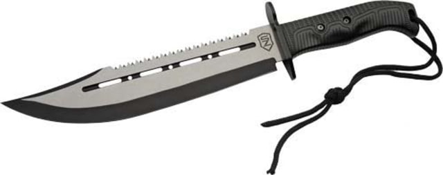 Sierra Zulu Ballista Hunting Knife 10.5in Clip Point Blade Serrated Back Edge Black Glass Filled Nylon Handle - Sierra Zulu