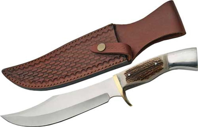 Steel Stag Iron Cougar Deer Antler Knife 8in Stainless Steel Bone Handle - Steel Stag
