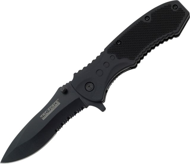 Tac Force 4.5in. Black Blade Folder Knives PS Blade Black Handle - Tac Force