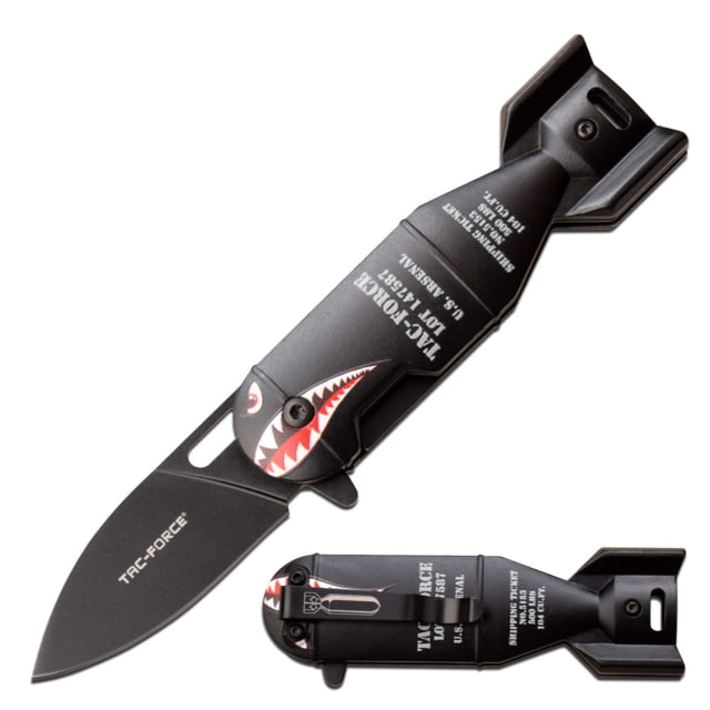 TAC Force Drop Point Spring Assisted Knife 2.25 in 3Cr13 Stainless Steel Stainless Steel Black Bomb - Tac Force