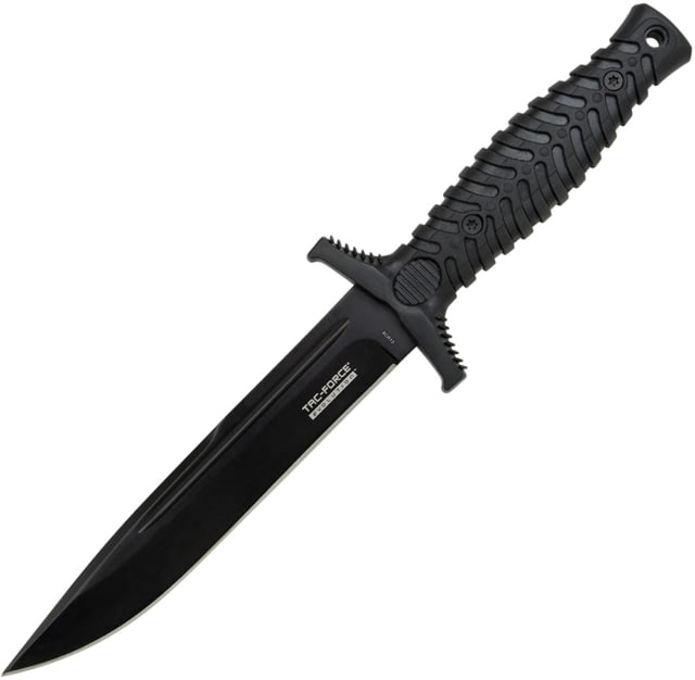 TAC Force Evolution Knife 10.5in Overall 5.75in Black 8Cr13Mov SS Blade Black Rubberized Nylon Handle Black Nylon Sheath - Tac Force