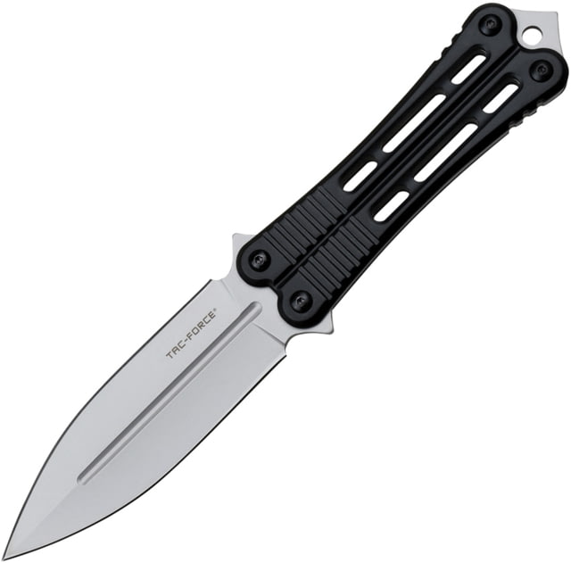 TAC Force Black Fixed Blade Knife 9.75in Overall 4.75in Bead Blast Finish Stainless Spear Point Blade Black Aluminum Handle Plastic Sheath - Tac Force