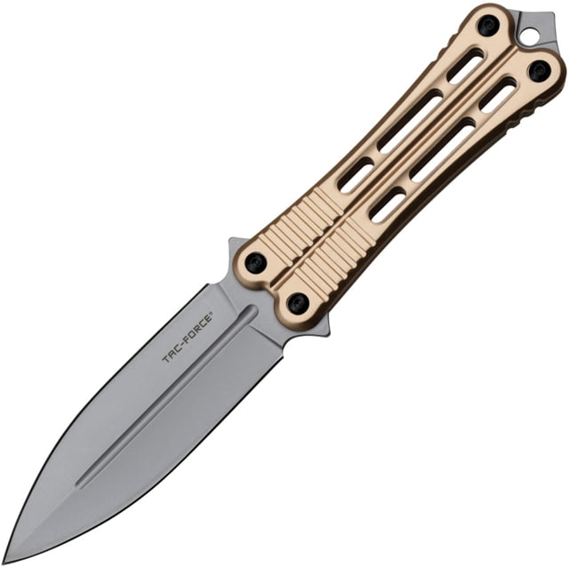 TAC Force Bronze Fixed Blade Knife 9.75in Overall 4.75in Bead Blast Finish Stainless Spear Point Blade Bronze Aluminum Handle Plastic Sheath - Tac Force