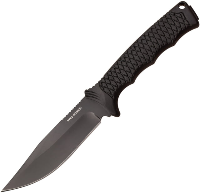 TAC Force Fixed Blade Knife 4.88" black finish 3Cr13 stainless blade Black rubberized ABS handle - Tac Force