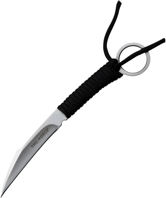 TAC Force Cord Wrapped 3.75in Fixed Blade Knife 8in Overall 3.75in Satin SS Blade Black Cord Wrapped Handle Plastic Belt Sheath - Tac Force