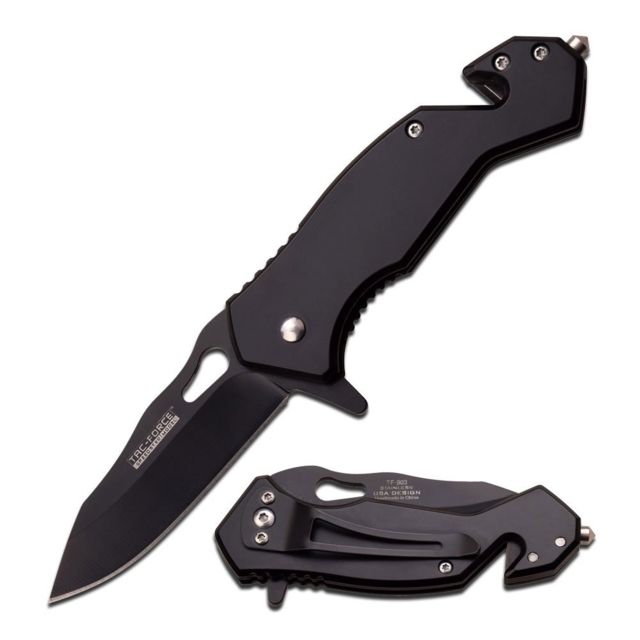 TAC Force Folding Blade 2.7in Stainless Steel Blade Black Finished Handle - Tac Force