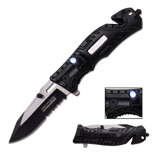 TAC Force Folding Blade 3.25in Stainless Steel Blade Black Aluminum Handle - Tac Force Knives