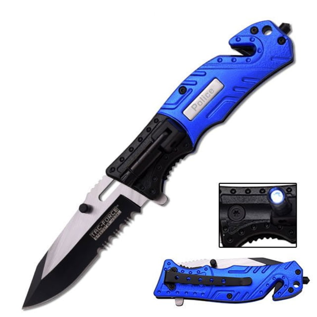TAC Force Folding Blade 3.25in Stainless Steel Blade Blue And Black Aluminum Handle - Tac Force Knives