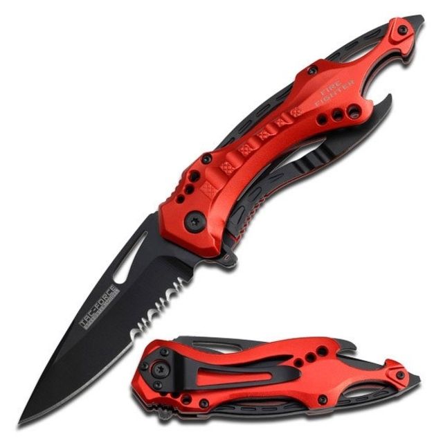 TAC Force Folding Blade 3.25in Stainless Steel Blade Red Aluminum Handle - Tac Force