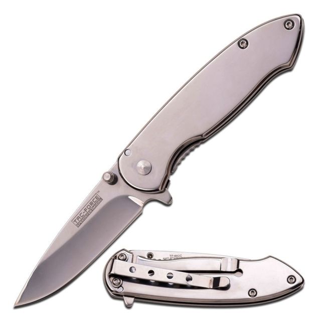 TAC Force Folding Blade 3in Stainless Steel Blade Mirror Stainless Steel Handle