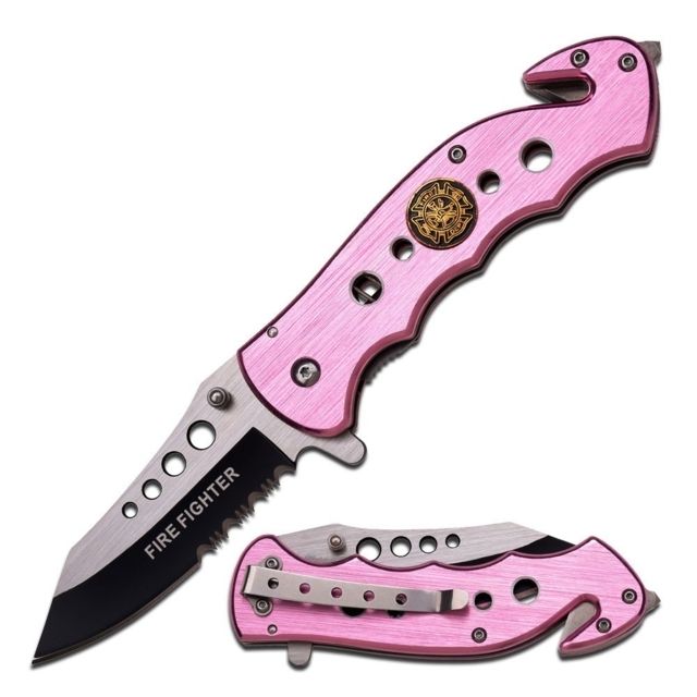 TAC Force Folding Blade 3in Stainless Steel Blade Pink Aluminum Handle - Tac Force