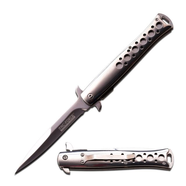 TAC Force Folding Blade 4.2in Stainless Steel Blade Mirror Stainless Steel Handle - Tac Force