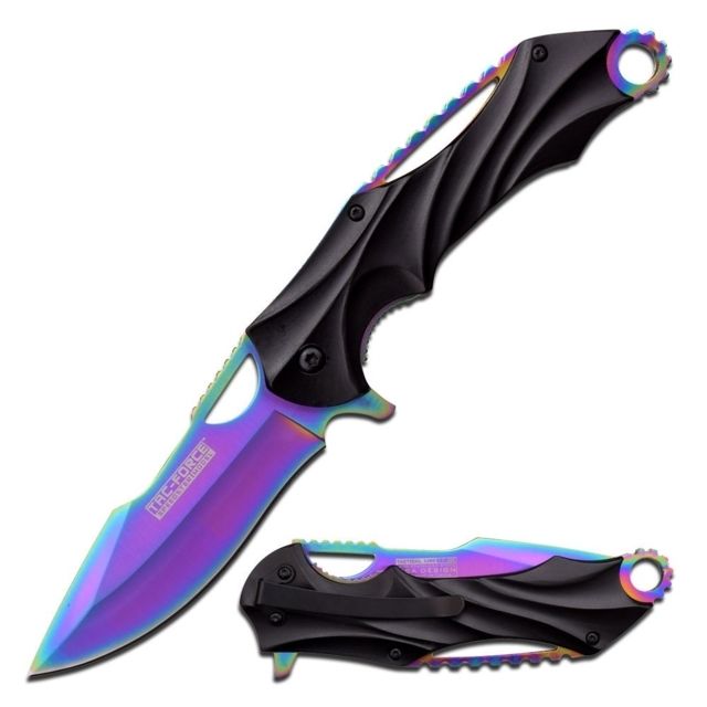 TAC Force Folding Blade 4in Stainless Steel Blade Black Aluminum Handle