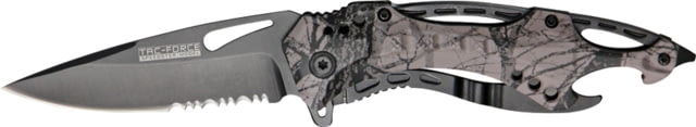 Tac Force Linerlock Fold Knife 3 3/8in. HC SS PS drop point blade Gray camo handle - Tac Force