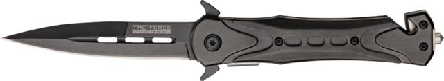 Tac Force Rescue Lock Fold Lock 4 5/8in. black SS A/O Dagger Black handles w/ black overlay. - Tac Force