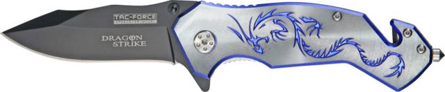 Tac Force Speed Dragon Fold Knife black SS blade Blue anodized Alum. handle - Tac Force