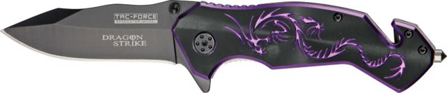 Tac Force Speed Dragon Fold Knife black SS blade Purple anodized Alum. handle - Tac Force
