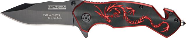Tac Force Speed Dragon Fold Knife black SS blade Red anodized Alum. handle