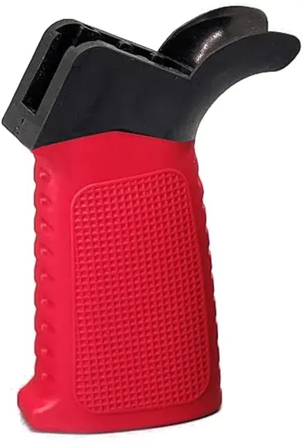 TAC Grid Pattern Over-Molded AR Pistol Grip Flared Top Red - Tac