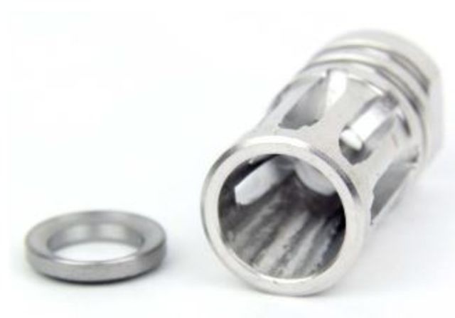 Tacfire .223/.556 1/2inX28 Thread Bird Cage Muzzle Brake w/Crush Washer Stainless Steel - Tacfire