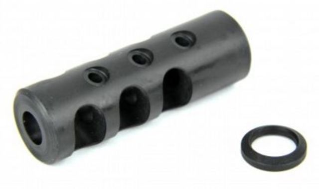Tacfire .223/.556 1/2inX28 Thread Full Size Muzzle Brake w/Crush Washer Black - Tacfire