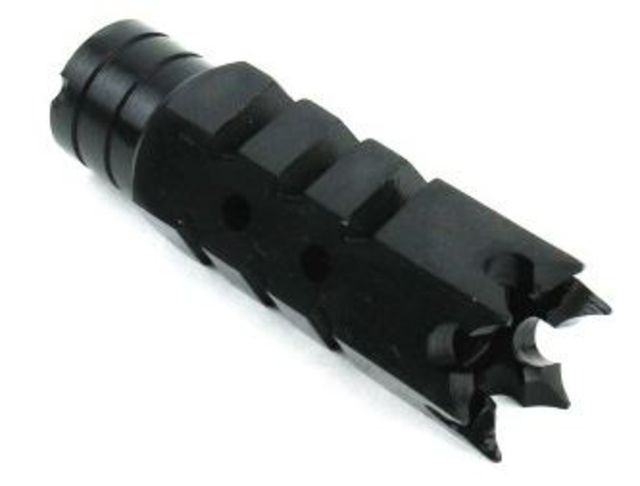 Tacfire 7.62/39mm 14-1 Left Hand Shark Style Muzzle Brake/Steel Black - Tacfire