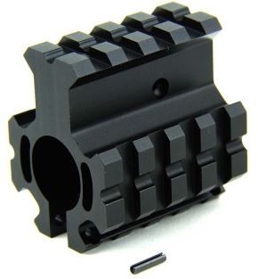 Tacfire AR15/.750 High Profile Quad Rail Barrel Mount/Gas Block/Alum. Glossy Finish Clamp-On Black - Tacfire