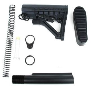 Tacfire AR15 Commercial Buffer Tube Kit w/6 Position Stock & Buttpad Black - Tacfire