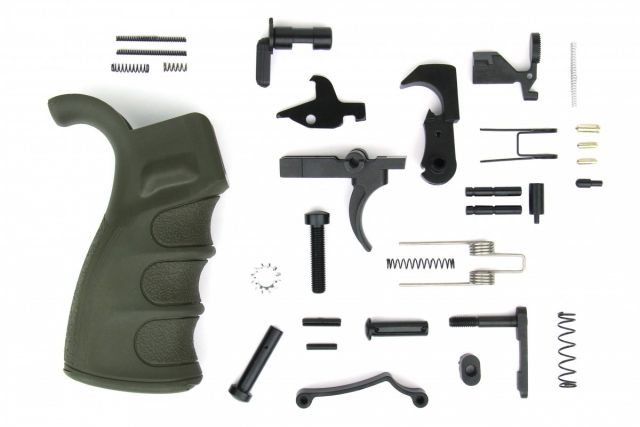 Tacfire AR15 Lower Parts Kit w/Enhanced Pistol Grip OD Green - Tacfire