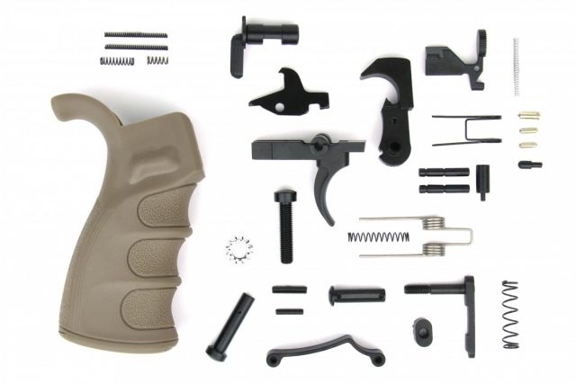 Tacfire AR15 Lower Parts Kit w/Enhanced Pistol Grip Tan - Tacfire