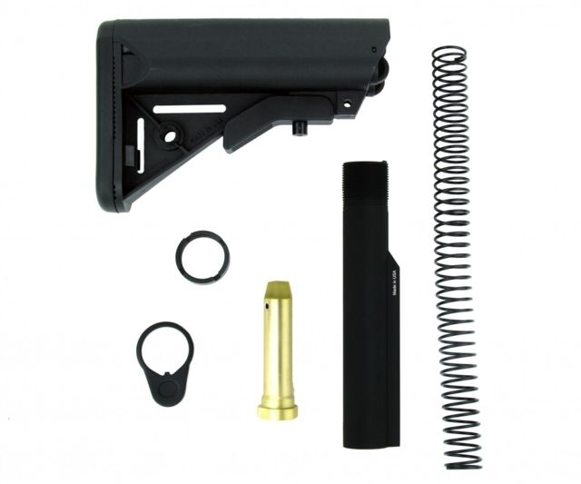 Tacfire AR15 Mil-Spec Buffer Tube Kit 6 Position Premium Stock /QD Attachment Black - Tacfire