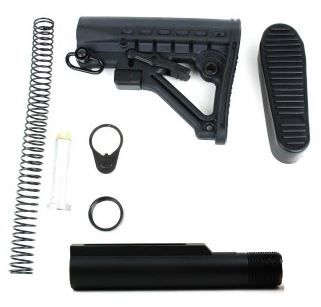 Tacfire AR15 Mil-Spec Buffer Tube Kit w/6 Position Stock & Buttpad Black