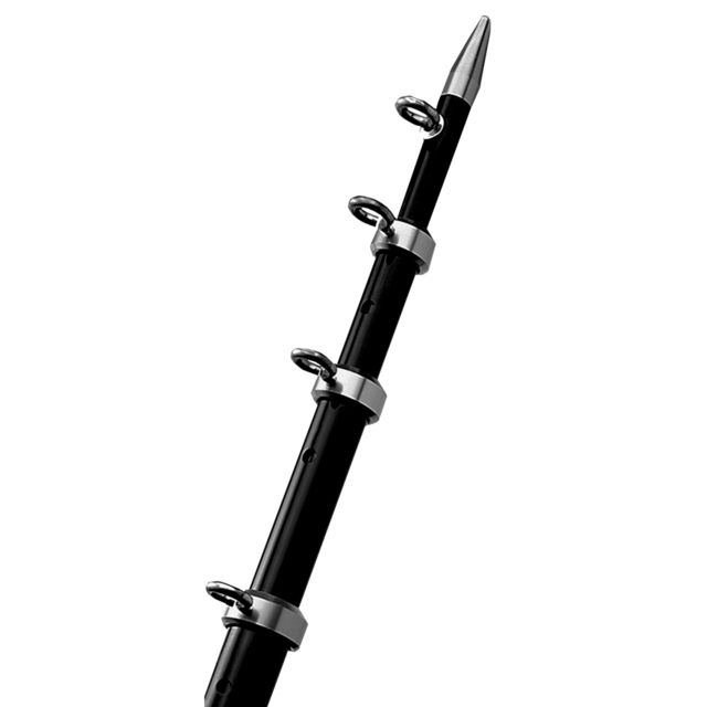 TACO Marine 8' Black/Silver Center Rigger Pole - 1-1/8" Diameter