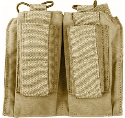 Tactical Assault Gear MOLLE Shingle/Pistol Enhanced 2 Mag Pouch Coyote Tan - Tactical Assault Gear