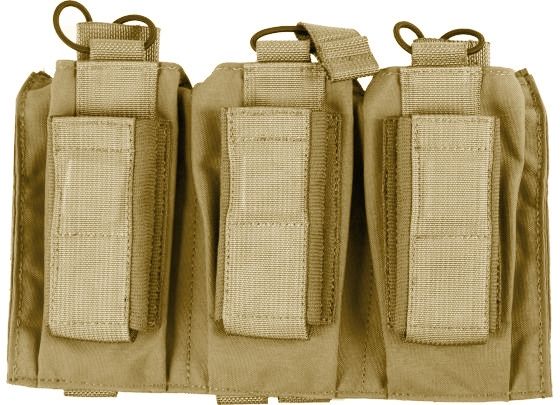 Tactical Assault Gear MOLLE Shingle/Pistol Enhanced 3 Magazine Pouch Coyote Tan - Tactical Assault Gear