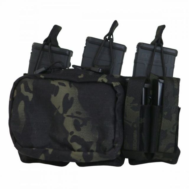 Tactical Assault Gear MOLLE Triple Mag/Pistol/Utility Pouch Mc Black - Tactical Assault Gear