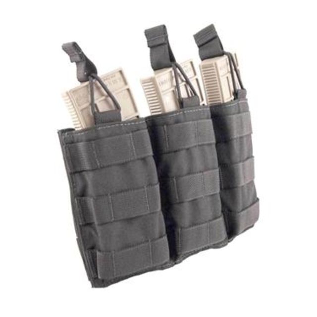 Tactical Assault Gear MOLLE Triple Shingle Pouch w/Bungee Black - Tactical Assault Gear