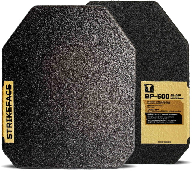 Tacticon Armament AR500 Level 3 Body Armor Plates 10x12 in SAPI Cut Black - Tacticon Armament