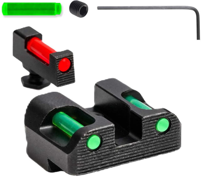 Tag Precision Glock TSF TAC 9MM/.40 S&W Pistol Sights Fiber Optic 17/17L 19/19X 22 23 24 26 27 33 34 35 39 45 47 Black - Tag Precision