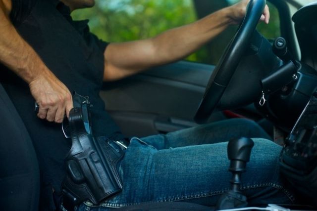 Tagua Gunleather Thumb Break Leather Belt Holster Glock 42 Right Hand Leather Black