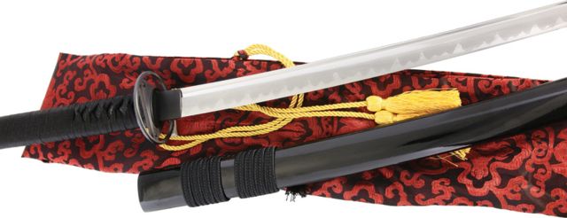 Taoforge Black Edition Katana Fixed Blade Knife 30in 1095 Carbon Steel Standard Edge Black Silk Wrapped Handle - Taoforge