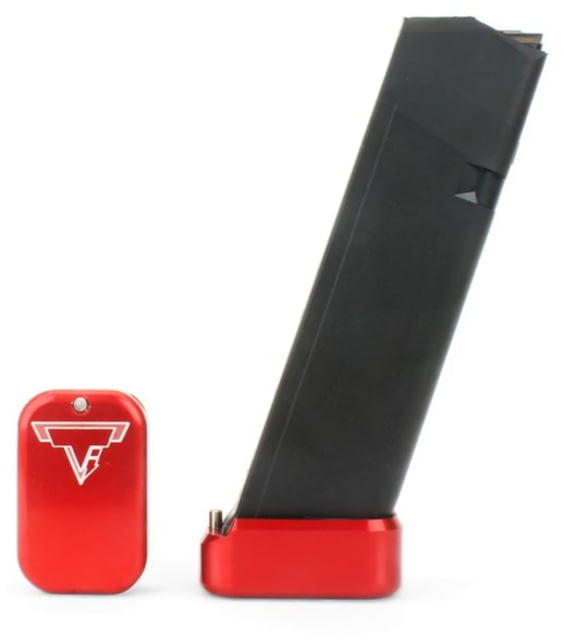 an Tactical Innovations Base Pad For Glock 9mm/.40 Competition Magazine Red Ammo