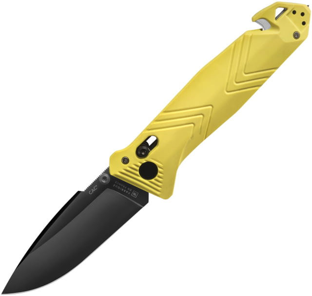 TB Outdoor C.A.C. Axis Lock Yellow Folding Knife 5.5in Closed 3.75in Black Nitrox Steel Blade Yellow Smooth PA6 Handle - Tb Outdoor