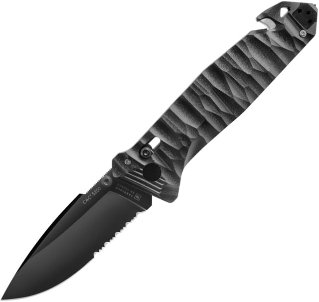TB Outdoor C.A.C. S200 Axis Lock Folding Knife 5.5in Closed 3.75in Black Finish Partially Serrated Nitrox Steel Blade Black Sculpted G10 Handle - Tb Outdoor