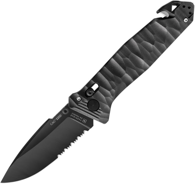 TB Outdoor C.A.C. S200 Axis Lock Folding Knife 5.5in Closed 3.75in Black Partially Serrated Nitrox Steel Blade Black Sculpted PA6 Handle - Tb Outdoor