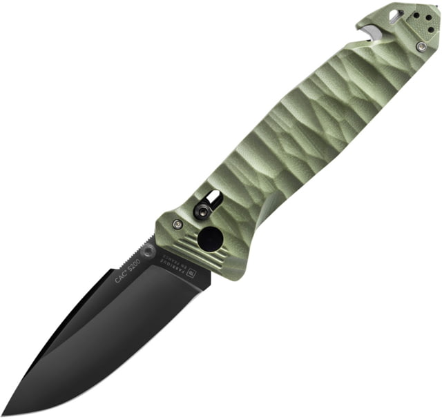 TB Outdoor C.A.C. S200 Axis Lock Folding Knife 5.5in Closed 3.75in Black Finish Nitrox Steel Blade Green Sculpted G10 Handle - Tb Outdoor