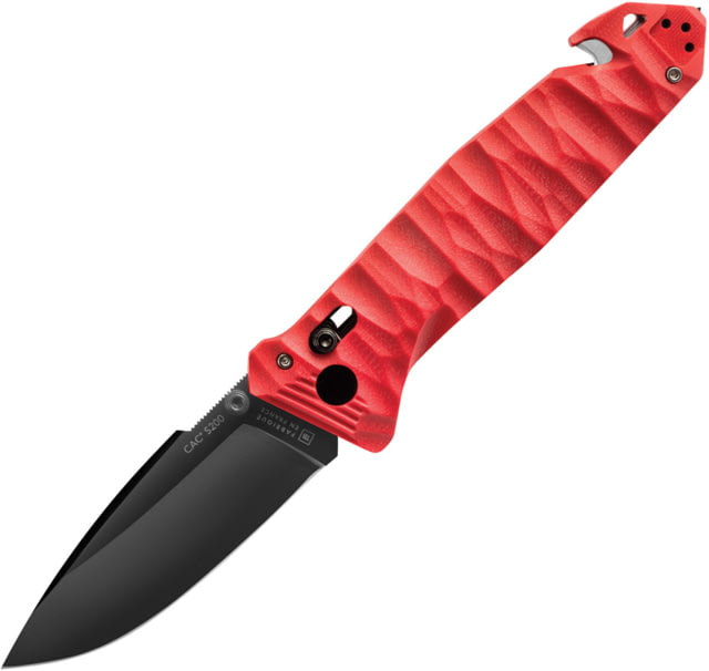 TB Outdoor C.A.C. S200 Axis Lock Folding Knife 5.5in Closed 3.75in Black Finish Nitrox Steel Blade Red Sculpted G10 Handle - Tb Outdoor