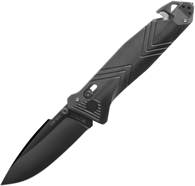 TB Outdoor C.A.C. Utility Axis Lock Folding Knife 5.5in Closed 3.75in Black Finish Nitrox Steel Blade Black Smooth PA6 Handle - Tb Outdoor